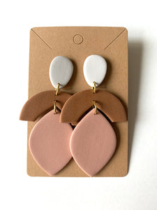 Pink + Coral Oval Drop Earrings
