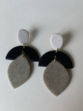 Load image into Gallery viewer, Granite + Black Oval Drop Earrings
