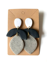 Load image into Gallery viewer, Granite + Black Oval Drop Earrings
